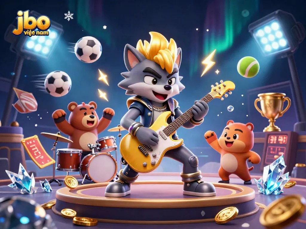 Experience the thrill of jbo việt nam with vibrant 3D casino illustration filled with action-packed elements.