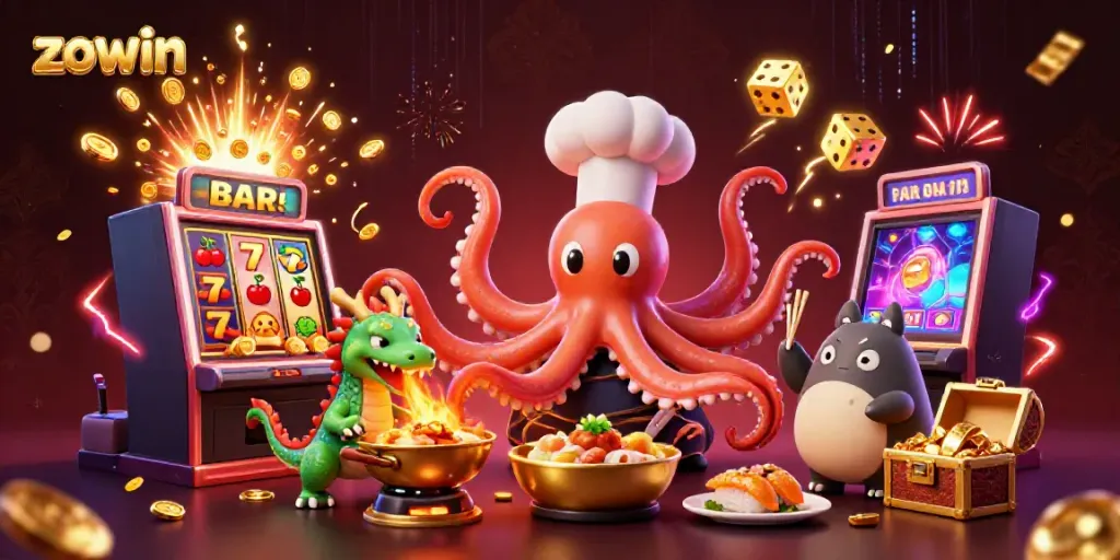 Experience the thrilling gameplay of Zowin with vibrant characters and casino elements.