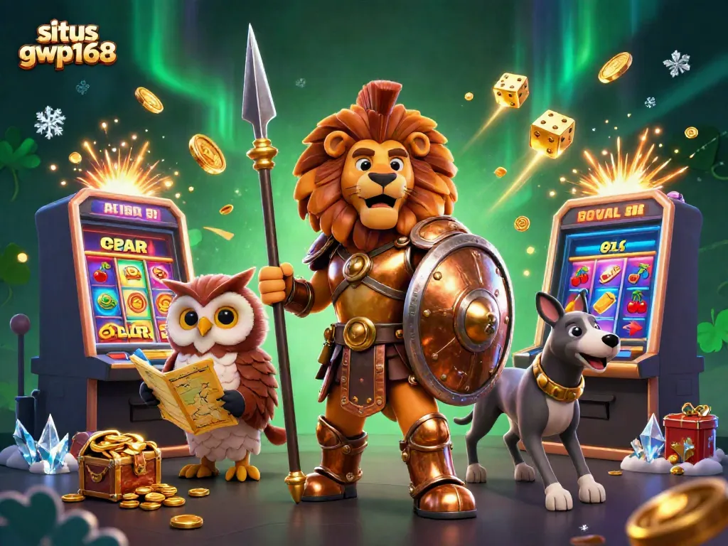 Situs gwp168 menghadirkan ilustrasi slot menakjubkan dengan karakter berbaju zirah yang heroik dan mesin jackpot