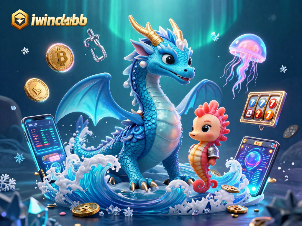 Experience the excitement of iwinclubb with a vibrant 3D casino world featuring a water dragon, seahorse knight, and more.