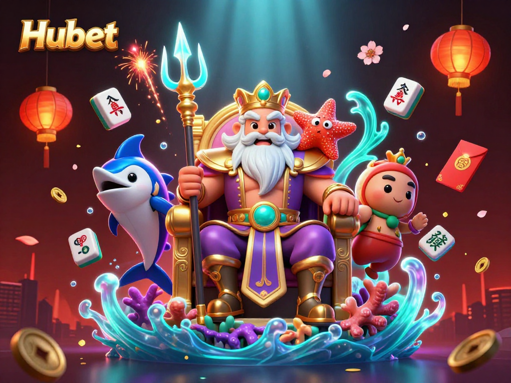 Experience thrilling gameplay at Hubet with Neptune's 3D casino adventure illustration.