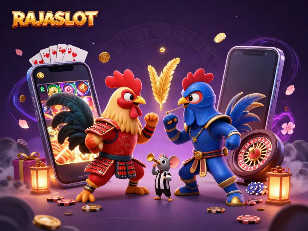 Rajaslot menawarkan pengalaman bertarung mendebarkan dengan ayam jantan, menampilkan permainan slot interaktif yang berputar.