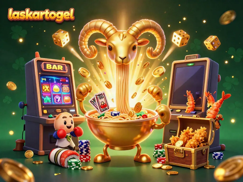 Engaging illustration of laskartogel's casino experience with vibrant characters and lively elements.