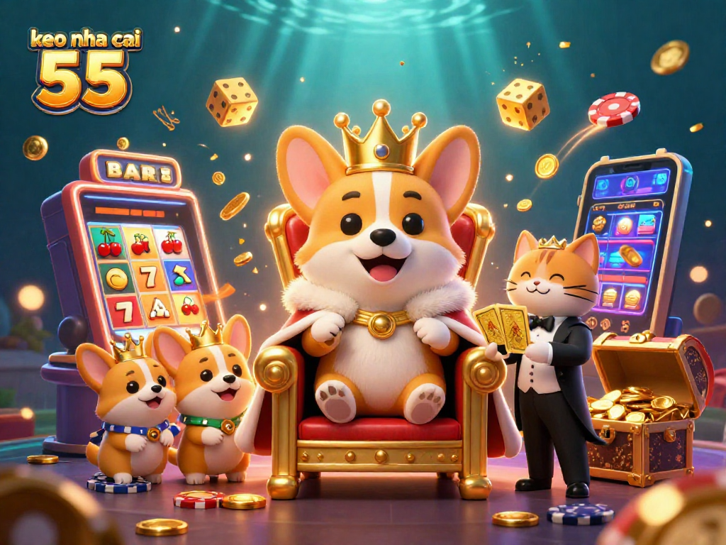 Spin for jackpots with keo nha cai 55 in this vibrant 3D casino illustration.