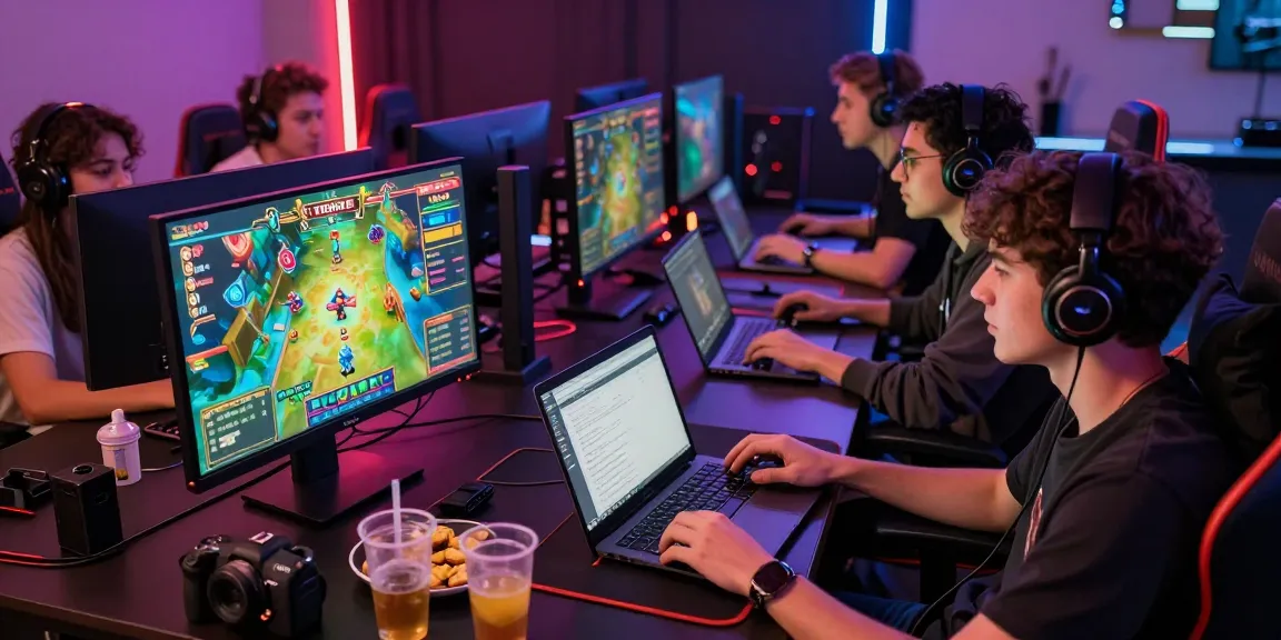 Engaged online gaming friends enjoying pakde4d togel experience in a vibrant setup.