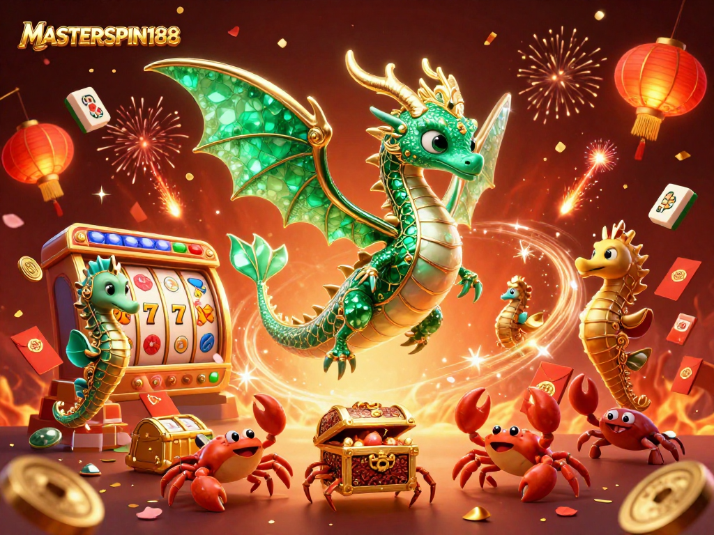 Experience the excitement of gaming with MASTERSPIN188 in a vibrant casino-themed 3D illustration