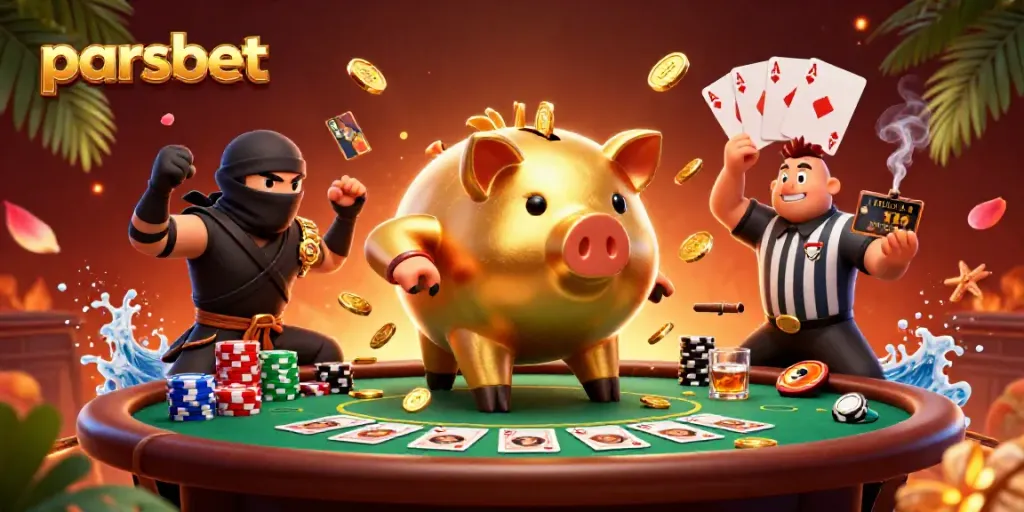 parsbet ile büyük kazançlar için oyuna dalın! Sumo güreşi yapan dev bir piggy bank ile heyecan dolu bir sahne.