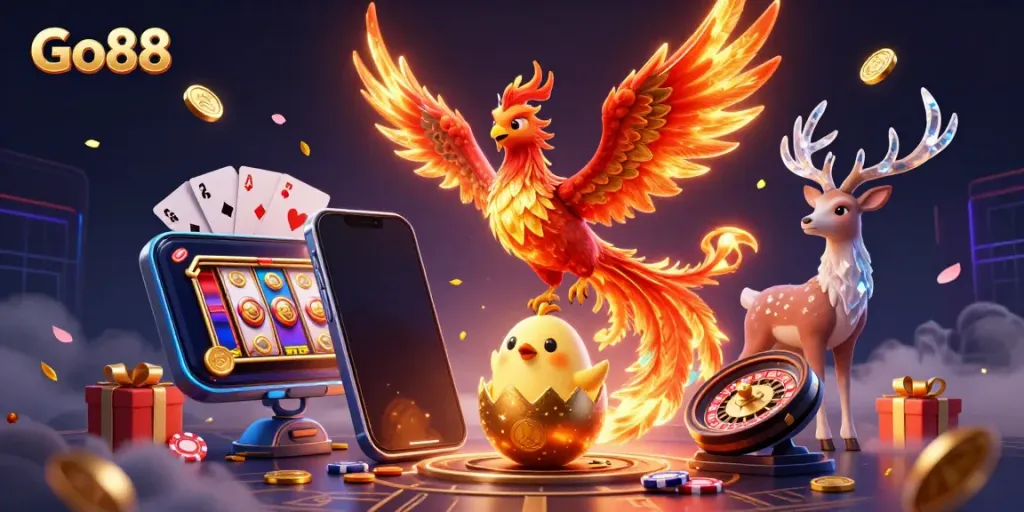 Experience thrilling gameplay with Go88 and its vibrant 3D casino elements.
