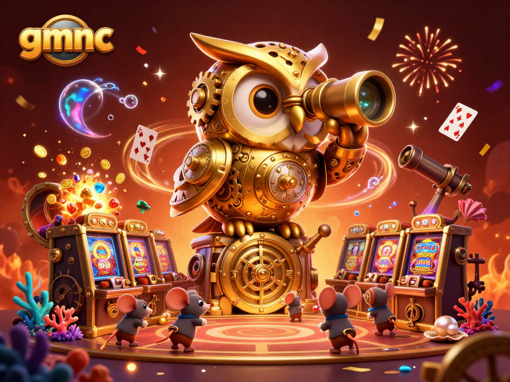 Experience gmnc gaming action with a vibrant 3D scene featuring unique casino elements and characters.