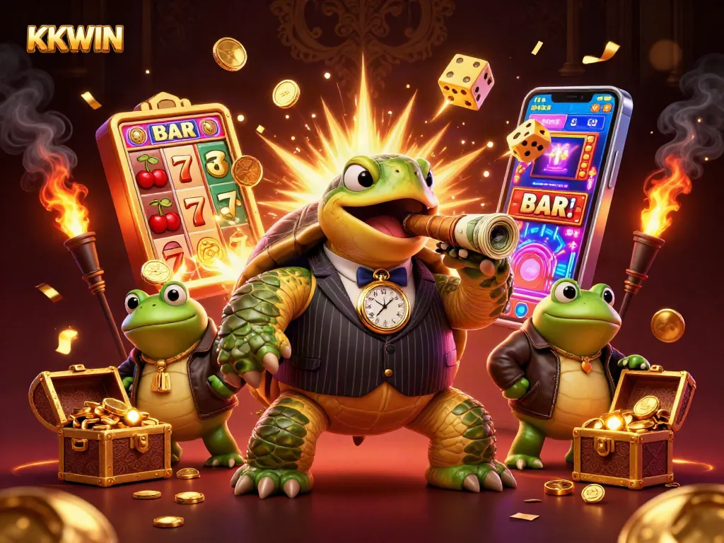 Engage with thrilling KKWIN slots, where a turtle mobster and bullfrogs bring casino action alive!