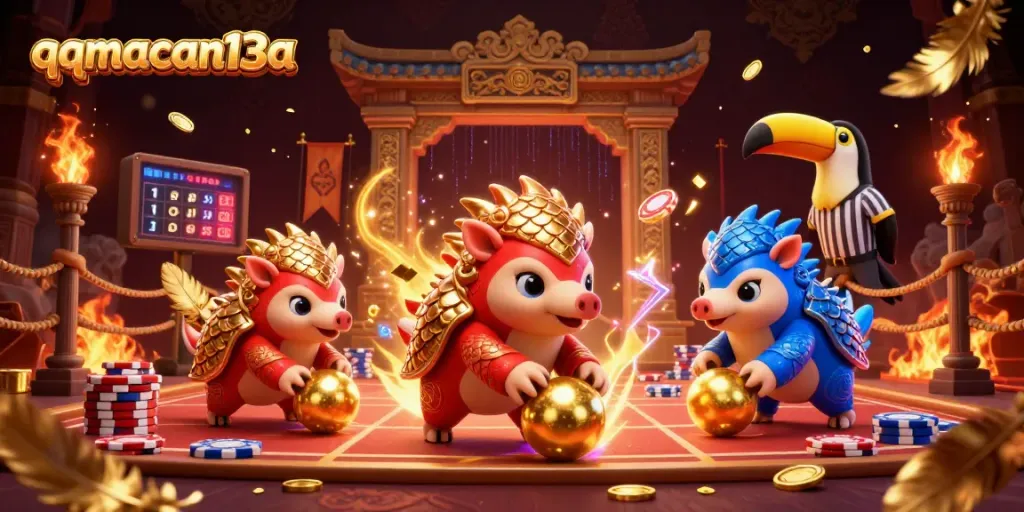 Engage with excitement at qqmacan13a while enjoying a thrilling game atmosphere featuring vibrant pangolins and confetti.