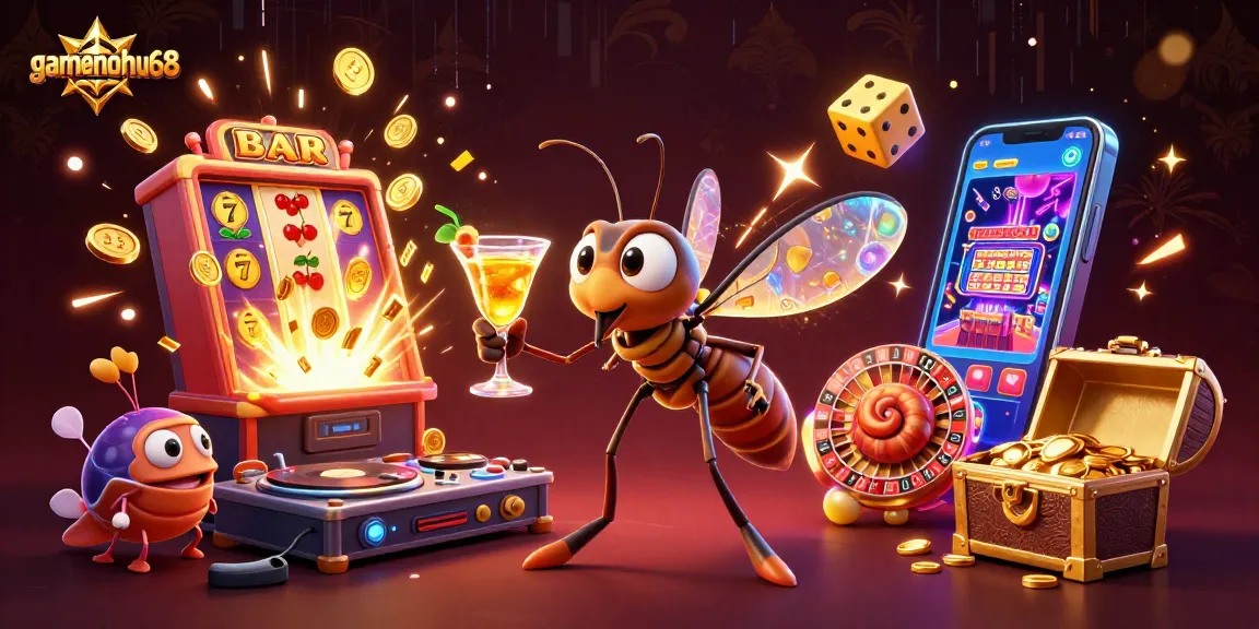 Experience thrilling games with gamenohu68 in a dynamic casino art scene featuring neon lights and rich elements.