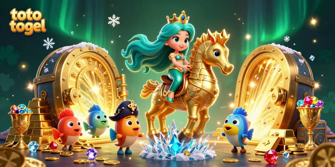 Immerse yourself in the world of toto togel with our vibrant 3D illustration featuring a mermaid and treasure in a casino under the northern lights.