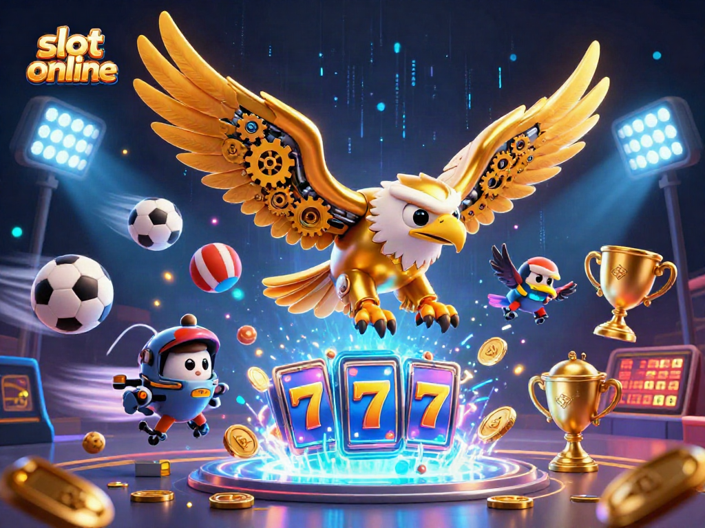 Menangkan bonus menarik saat bermain slot online dengan ilustrasi hiburan kasino yang energik.