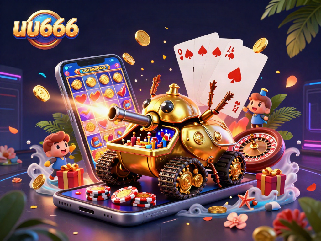 Win big with ue666's festive casino tank, featuring bustling gaming scenes and colorful action.