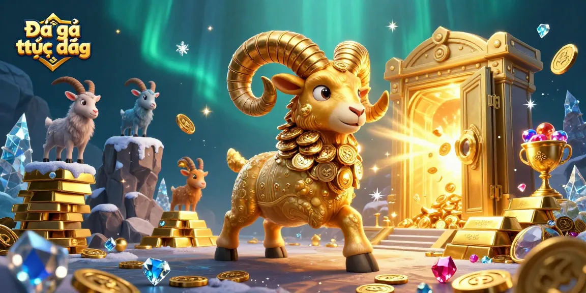 Experience thrilling Đá gà trực tiếp action with a golden ram charging through a vibrant casino scene.