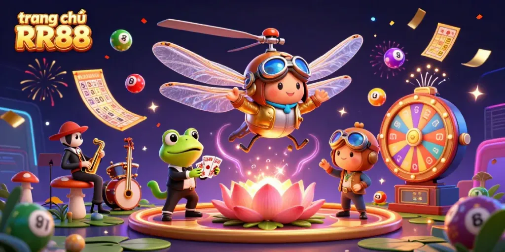 Experience dynamic game action at trang chủ RR88 with vibrant characters and casino elements.