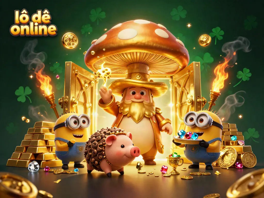 Experience the excitement of lô đề online in this vibrant 3D illustration featuring treasure and magic.