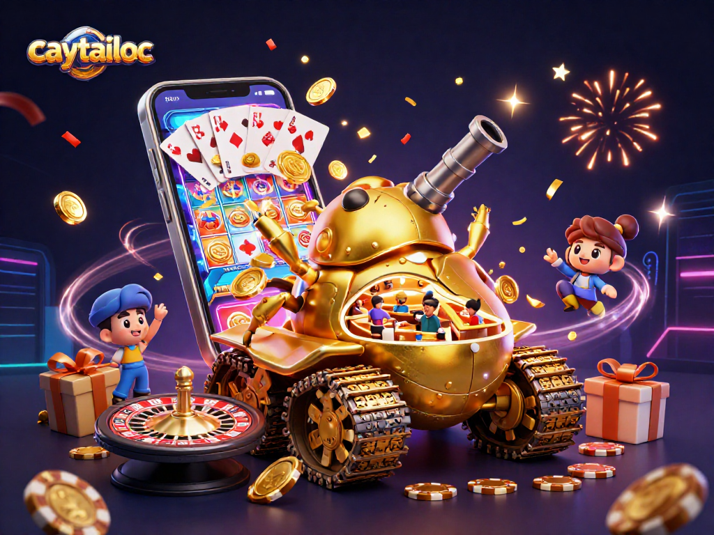 Spin to win with caytailoc in a dynamic scene featuring a golden beetle tank casino.