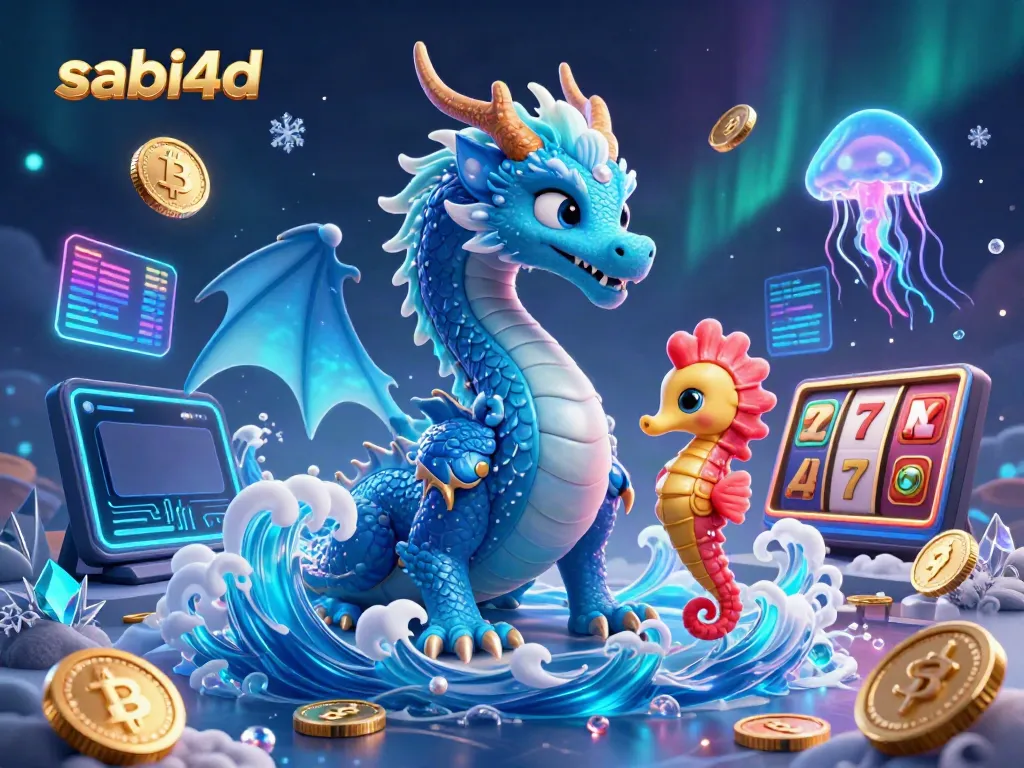 Engage with the vibrant realm of sabi4d featuring a majestic water dragon, seahorse knight, and electrifying casino elements.