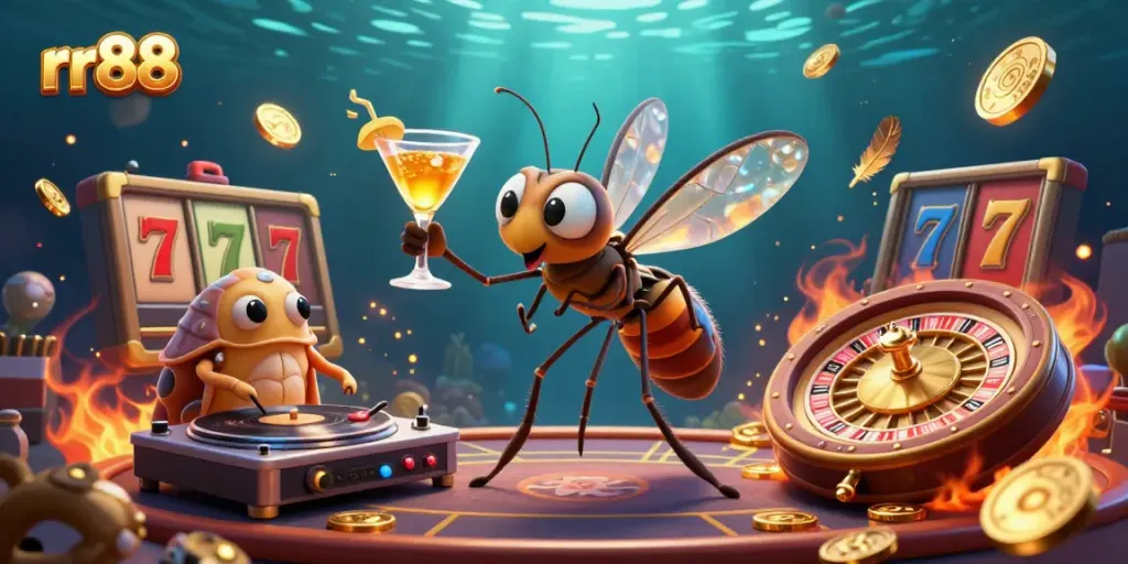 Experience thrilling gameplay at rr88 casino with dynamic 3D characters and energetic casino elements.