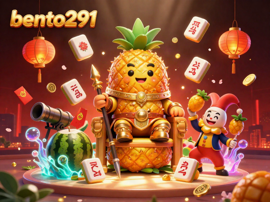 bento291 entertains players with a vibrant 3D casino scene featuring a pineapple king and dynamic game elements.