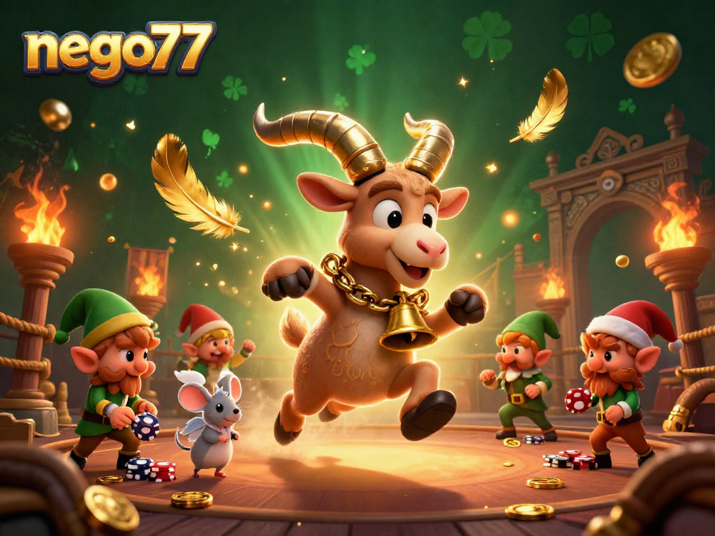 Experience thrilling games at nego77 casino with cartoon characters in an exciting action-packed scene.
