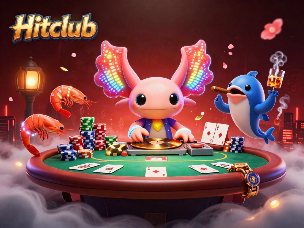 Hitclub players enjoy thrilling poker action with vibrant, dynamic 3D casino illustration.