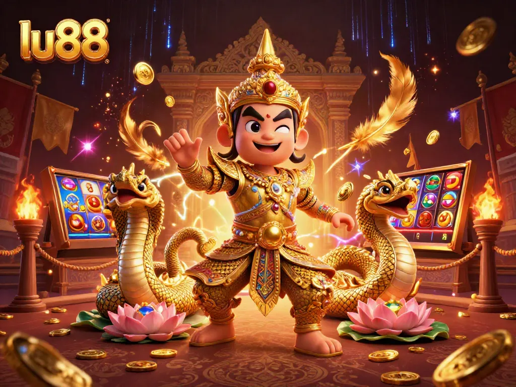 Experience thrilling luck with lu88 slots, featuring vibrant golden guardians and dynamic game elements.