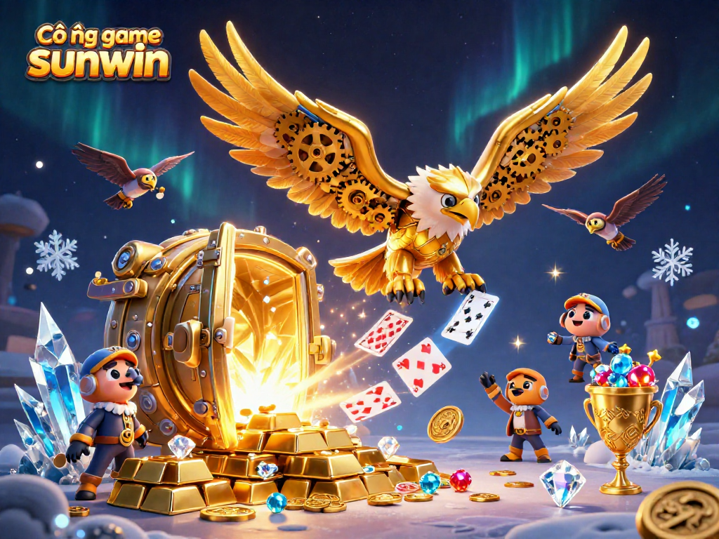 Experience thrilling gameplay at Cổng game sunwin while enjoying a cascade of holographic cards and treasures.
