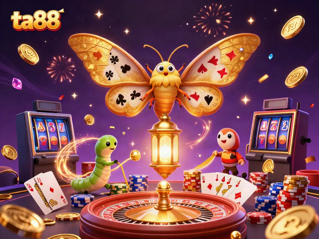 Experience the thrill of ta88 with a vibrant 3D illustration featuring casino elements and winning symbols.